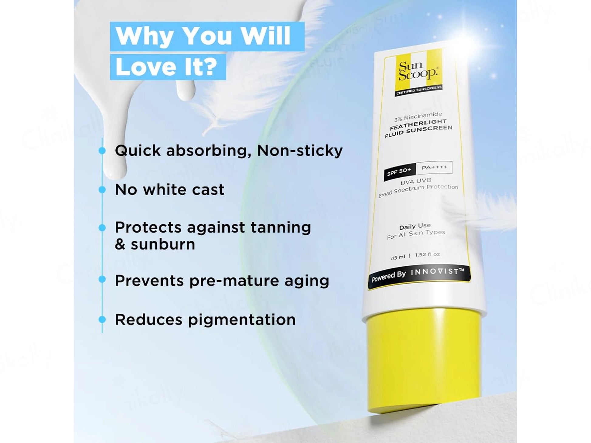 Sun Scoop 3 Percent Niacinamide Featherlight Fluid Sunscreen SPF 50 PA