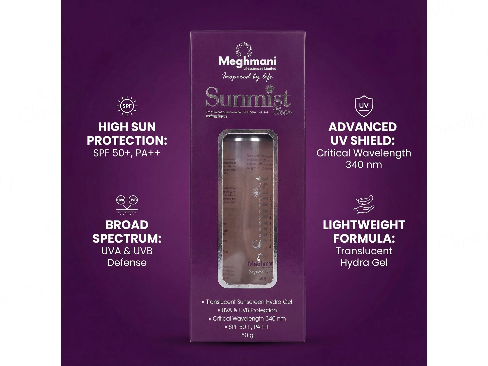Sunmist Clear Translucent Sunscreen Gel SPF 50 PA