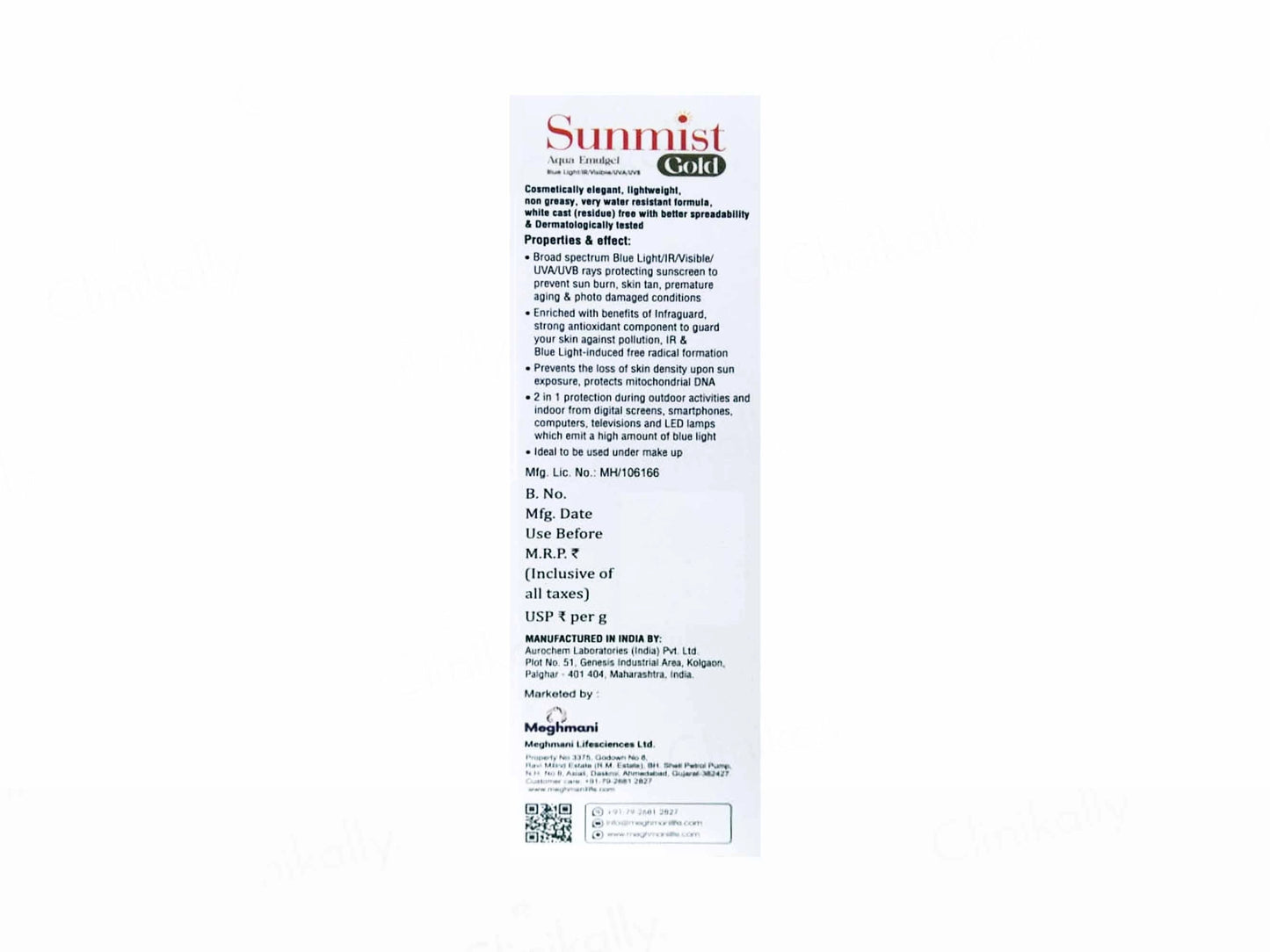 Sunmist Gold Aqua Emulgel Sunscreen SPF 80 PA
