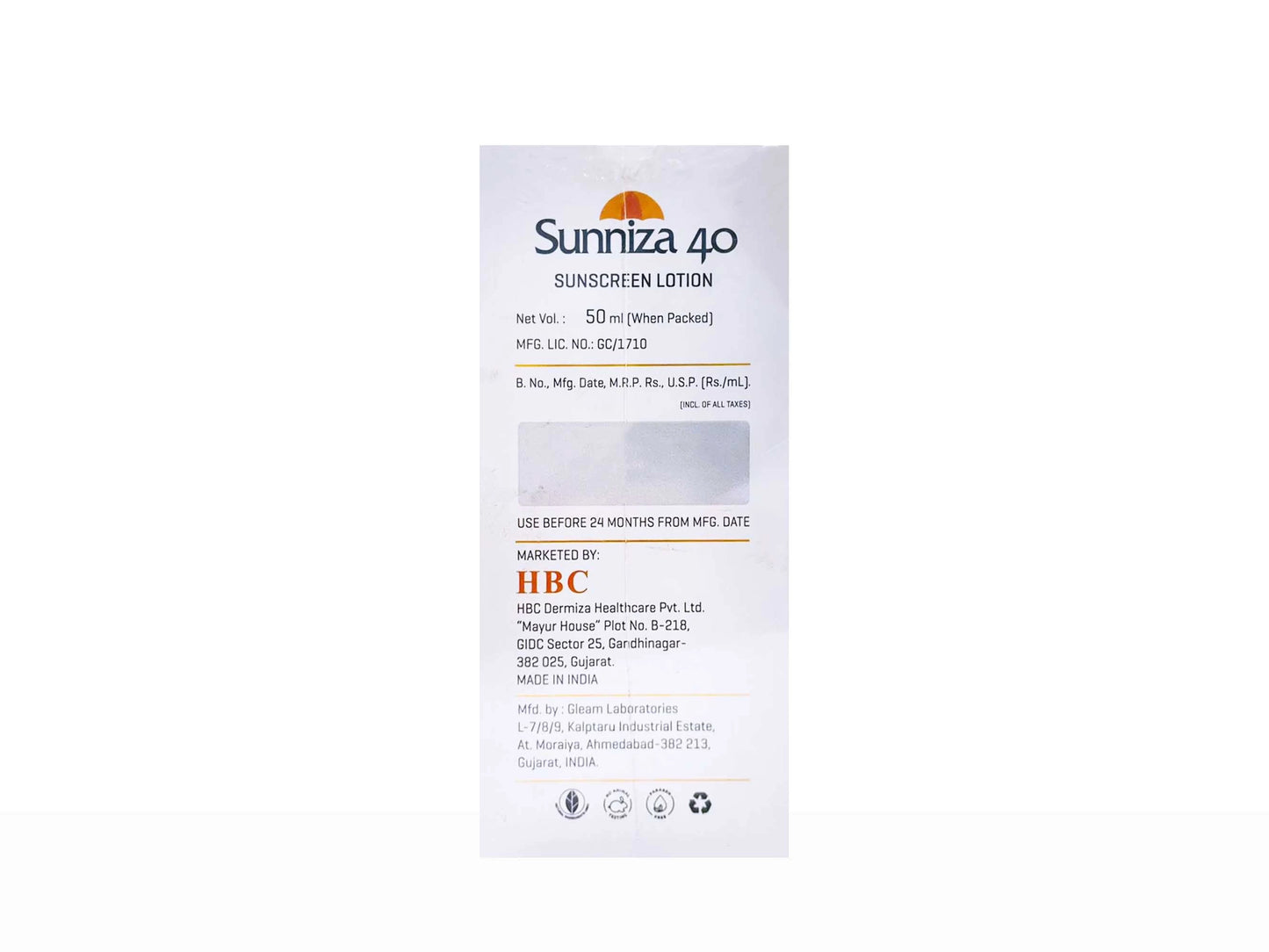 Sunniza Sunscreen Lotion SPF 40