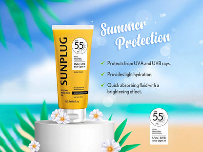 Sunplug Silicone Anhydrous Matte Finish Sunscreen Gel SPF 55 PA