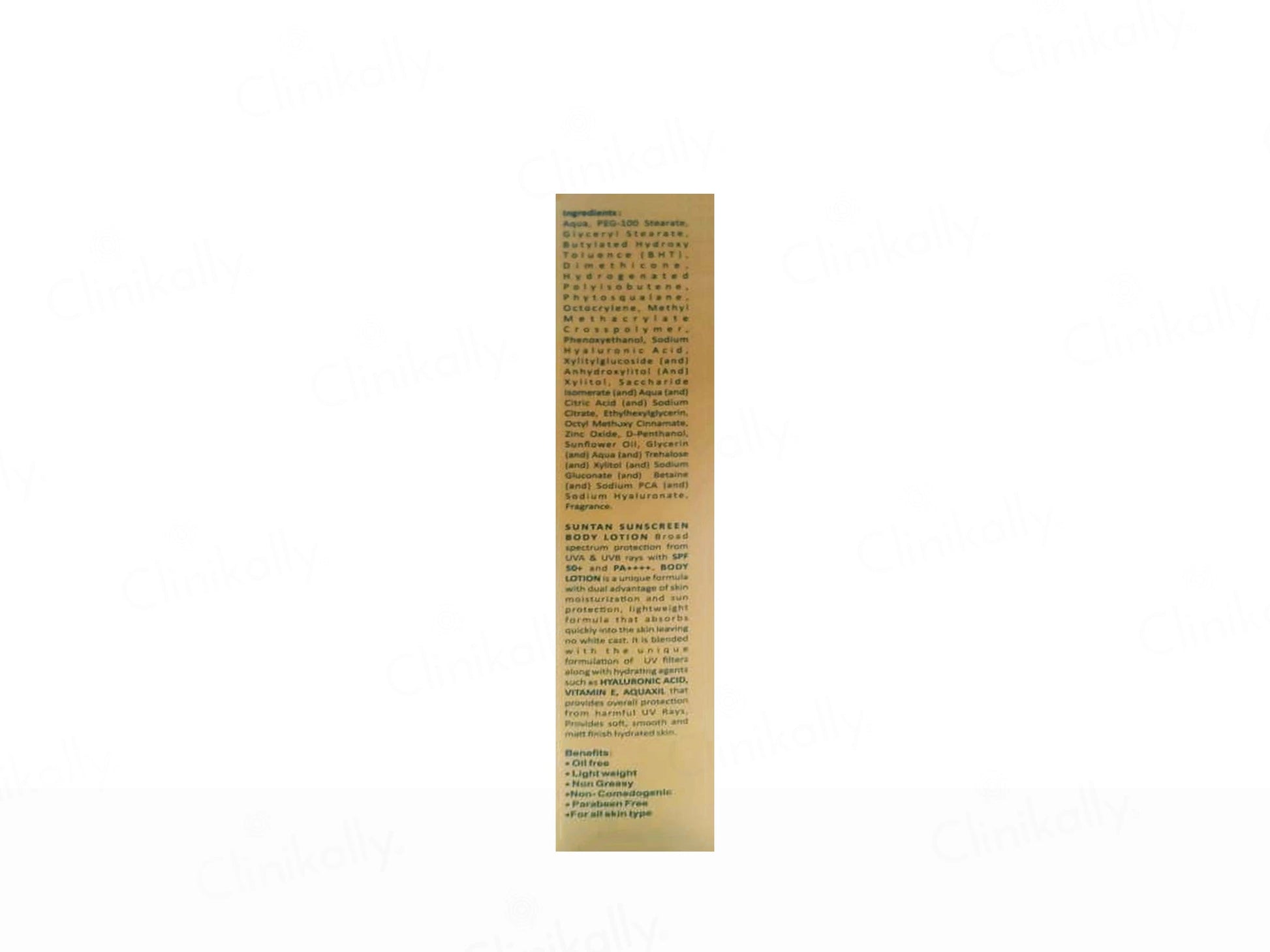 Suntan Body Lotion Moisturizing Sunscreen SPF 50 PA
