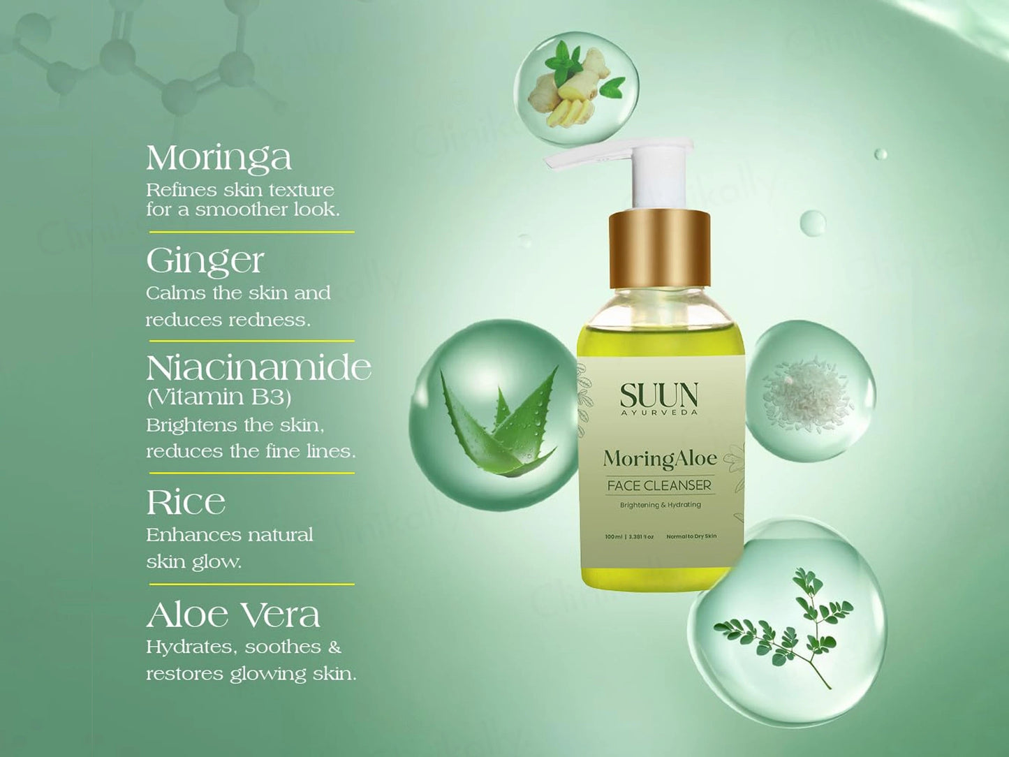 Suun Ayurveda MoringAloe Brightening and  Hydrating Face Cleanser