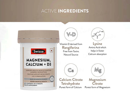 Swisse Ultiboost Magnesium, Calcium  D3 Tablet