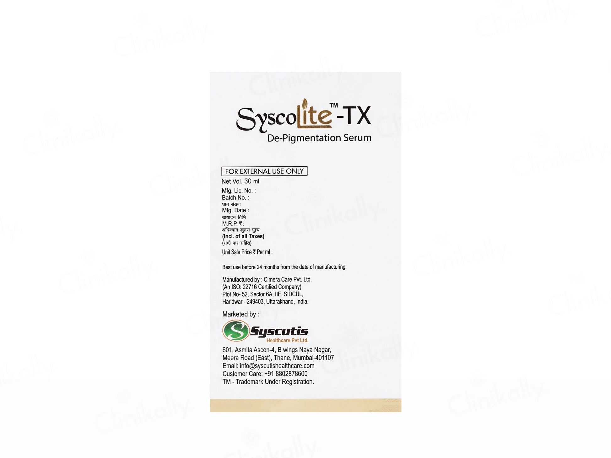 Syscolite-TX De-Pigmentation Serum