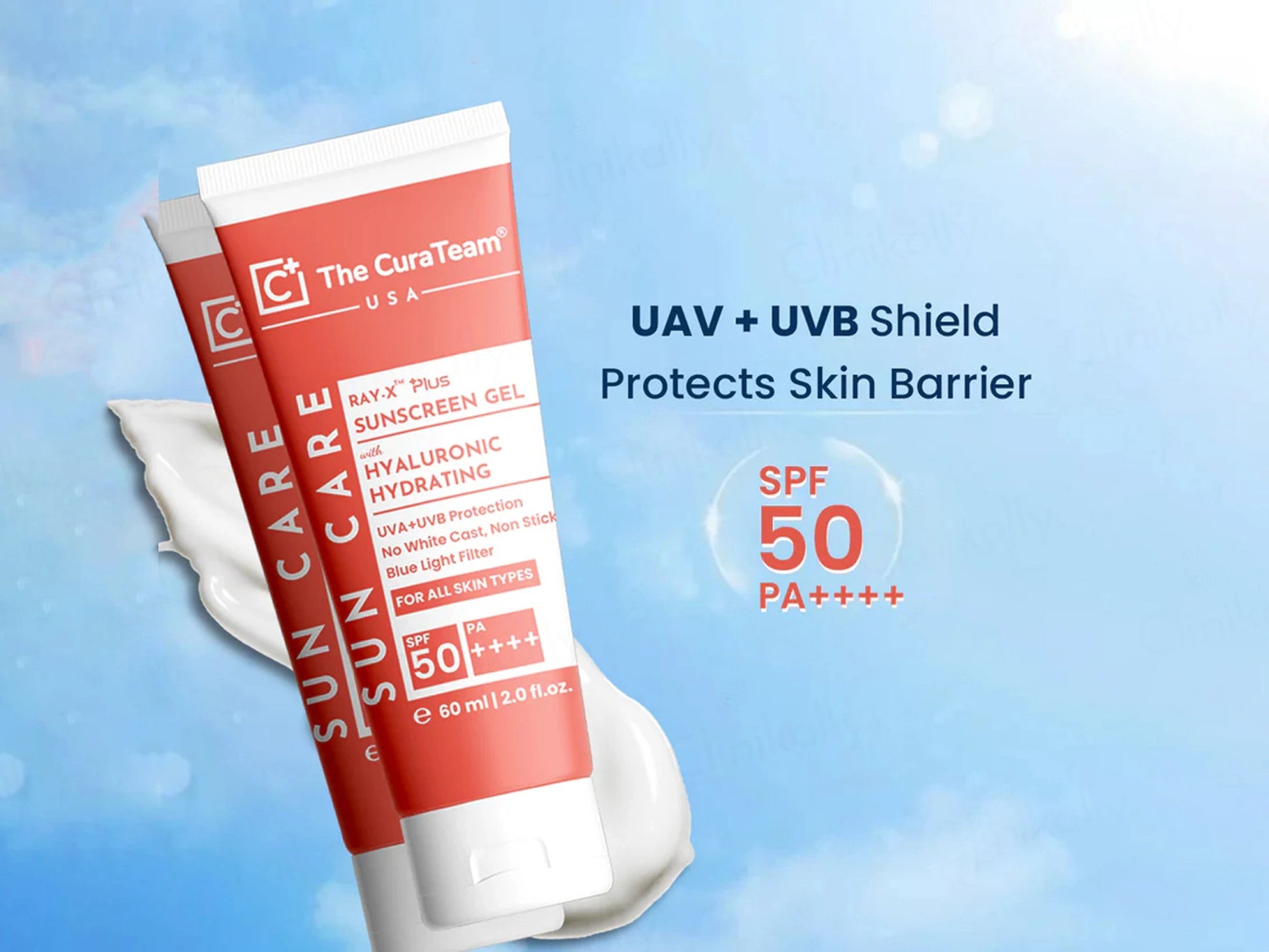 The CuraTeam Ray-X Plus Hyaluronic Hydration Sunscreen Gel SPF 50 PA