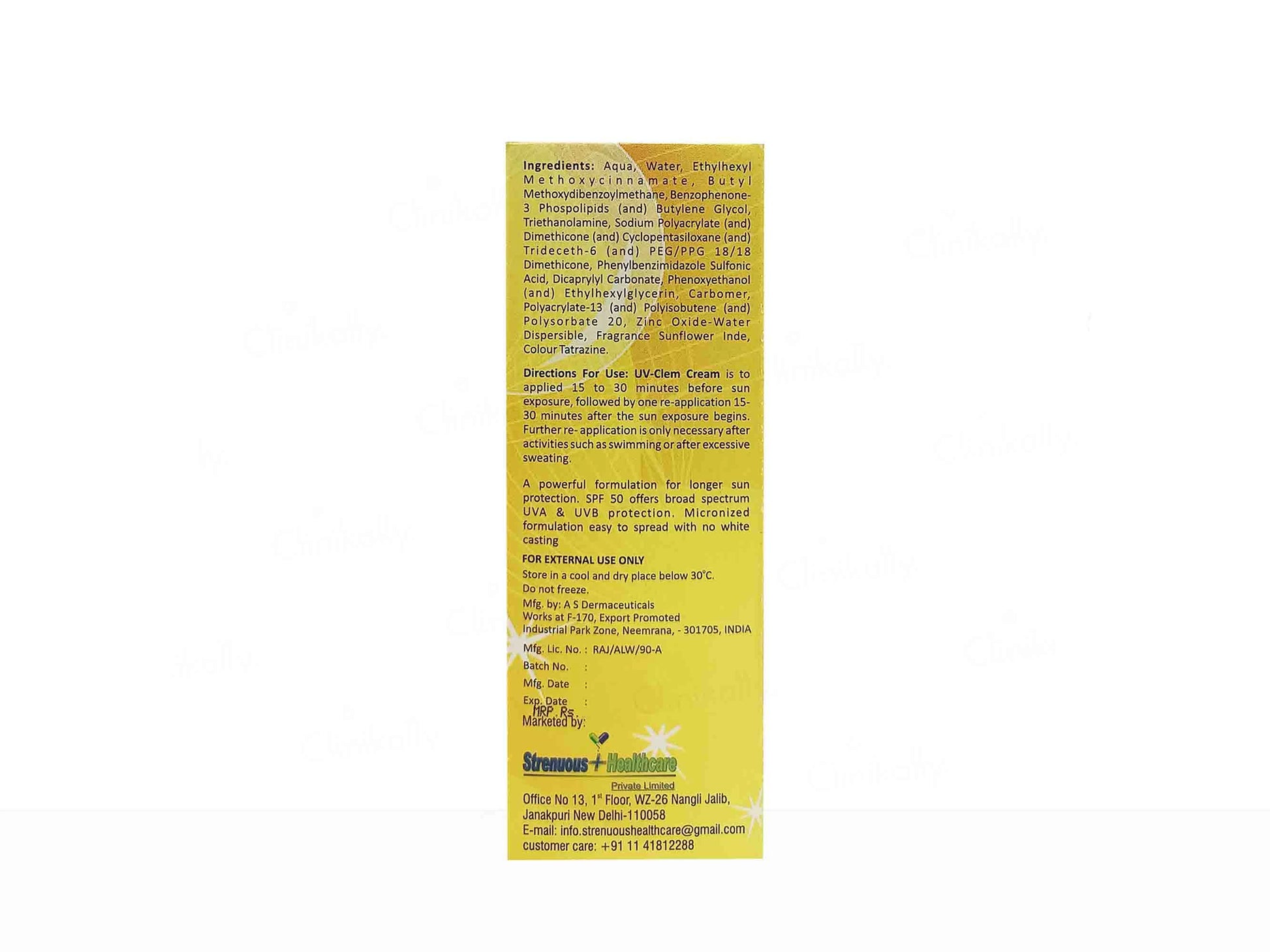 UV Clem Cream SPF 50 PA