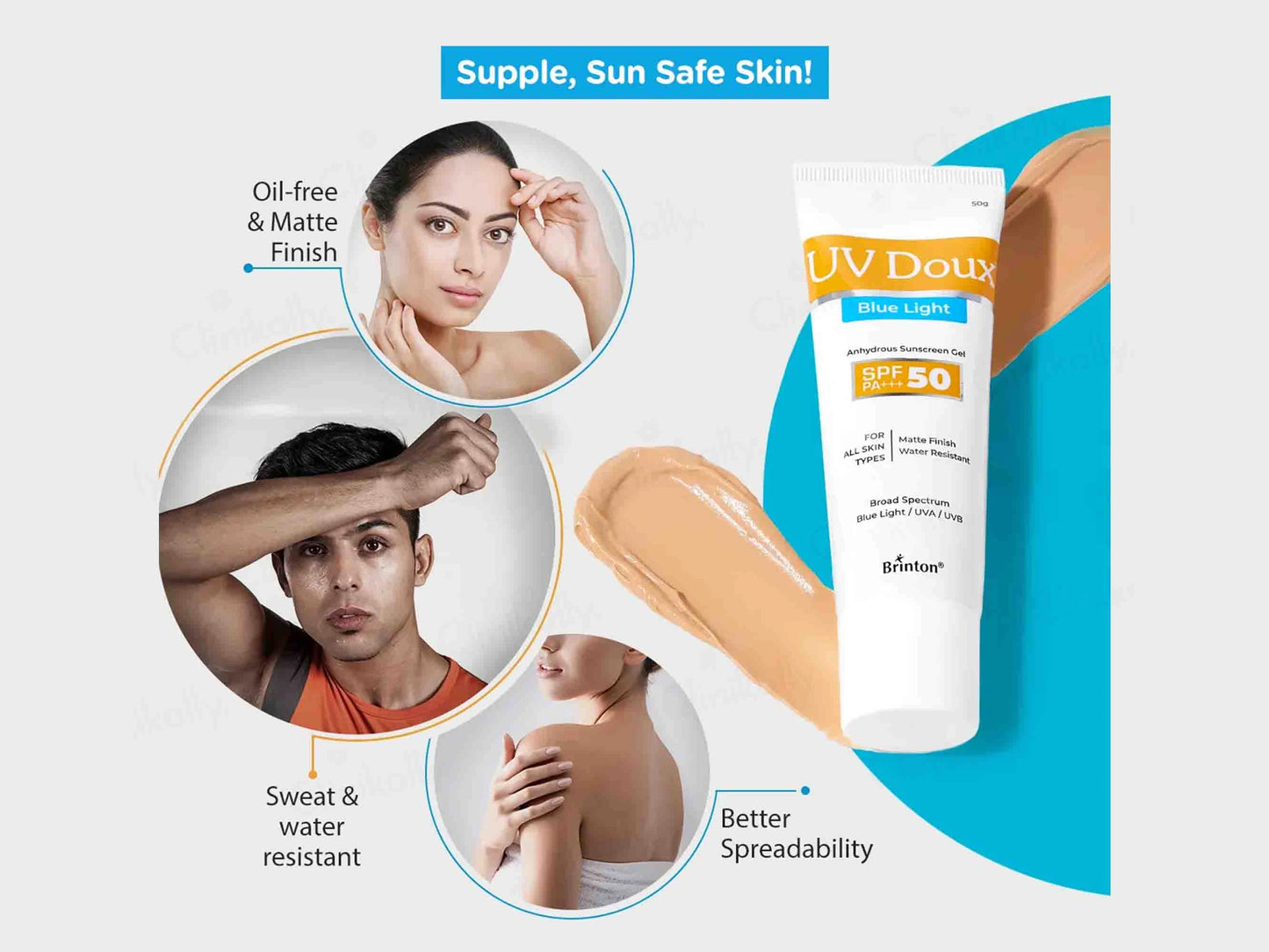UV Doux Blue Light Anhydrous Sunscreen Gel SPF 50 PA