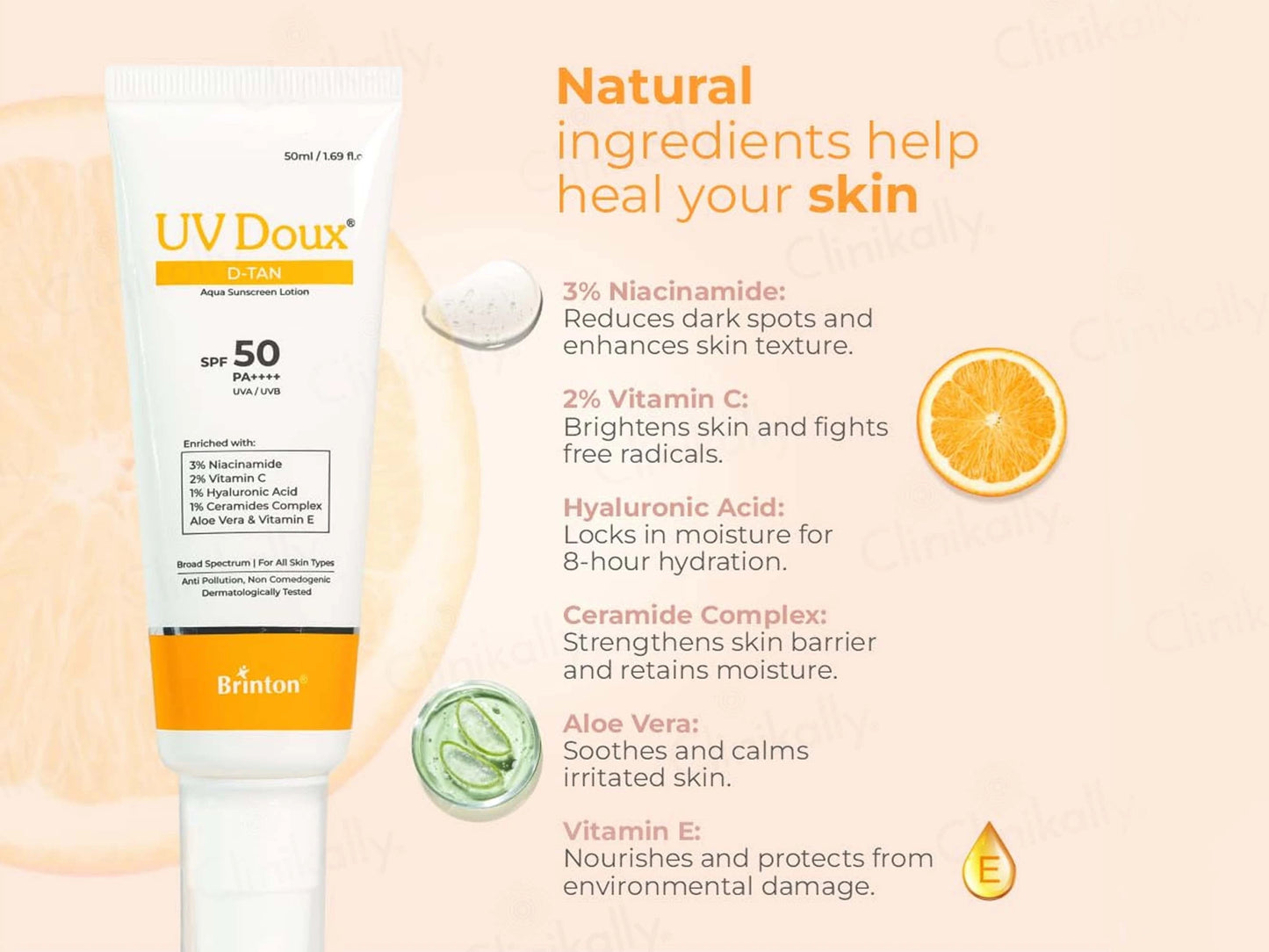 UV Doux D-Tan Aqua Sunscreen Lotion SPF 50 PA