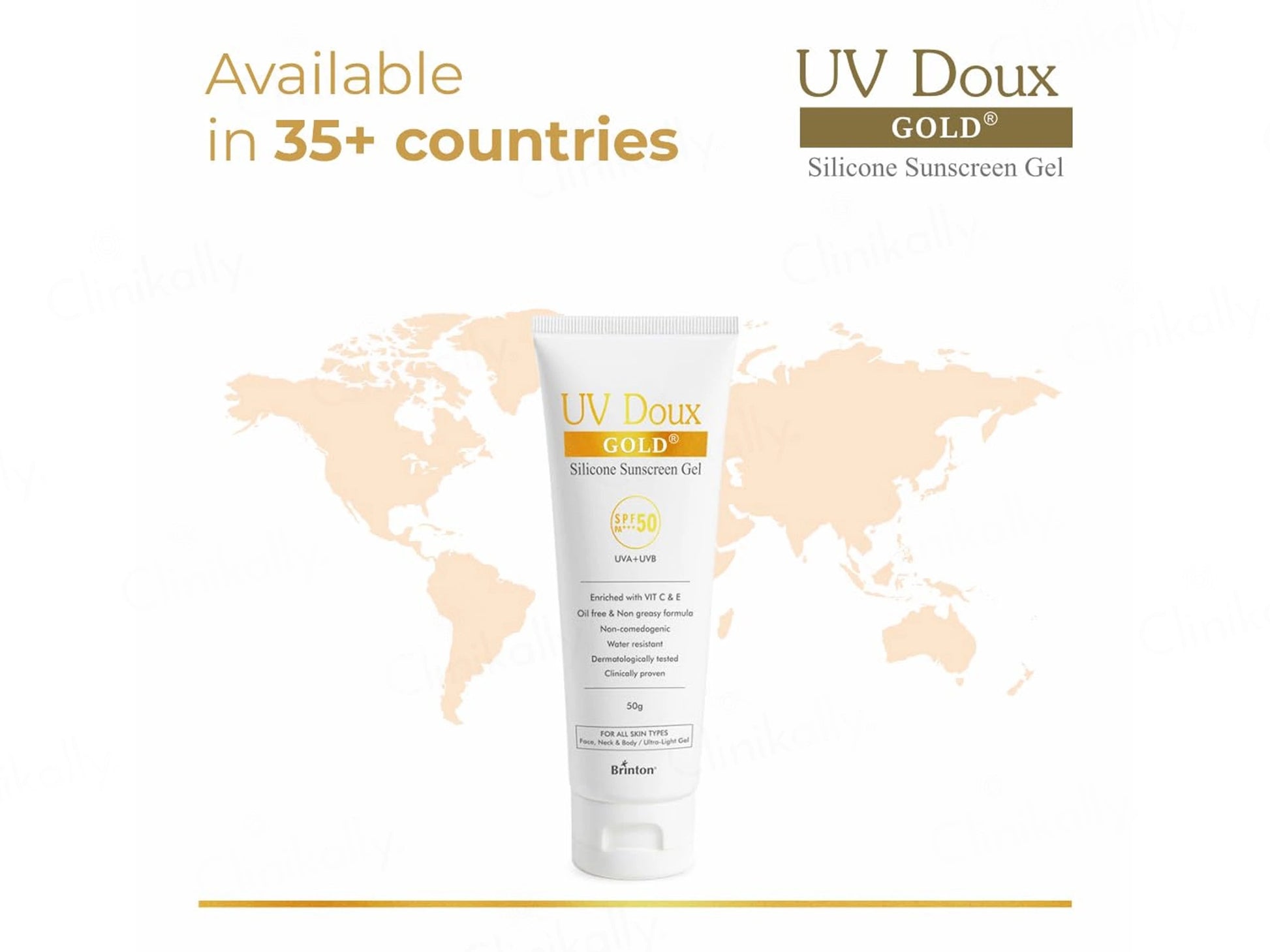 UV Doux Gold Silicone Sunscreen Gel SPF 50 PA