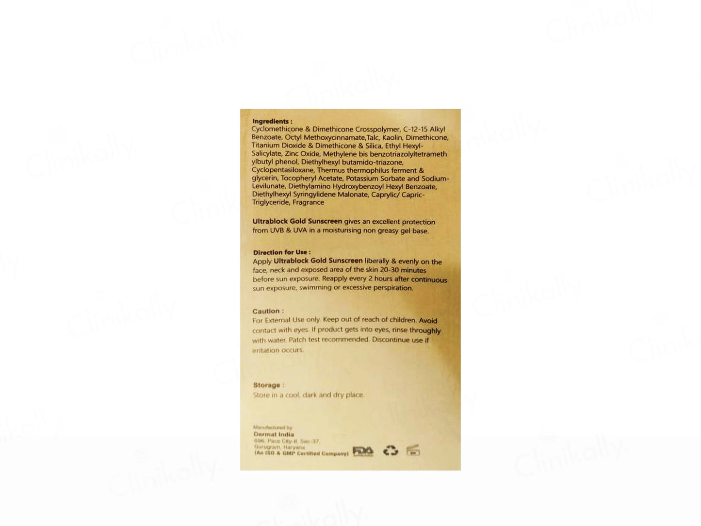Ultrablock Gold Tinted Matte Finish Sunscreen Gel SPF 50 PA