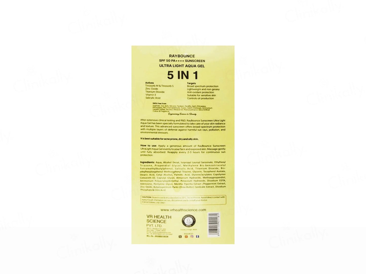 VRH Raybounce 5 In 1 Ultra Light Aqua Gel Sunscreen SPF 50 PA