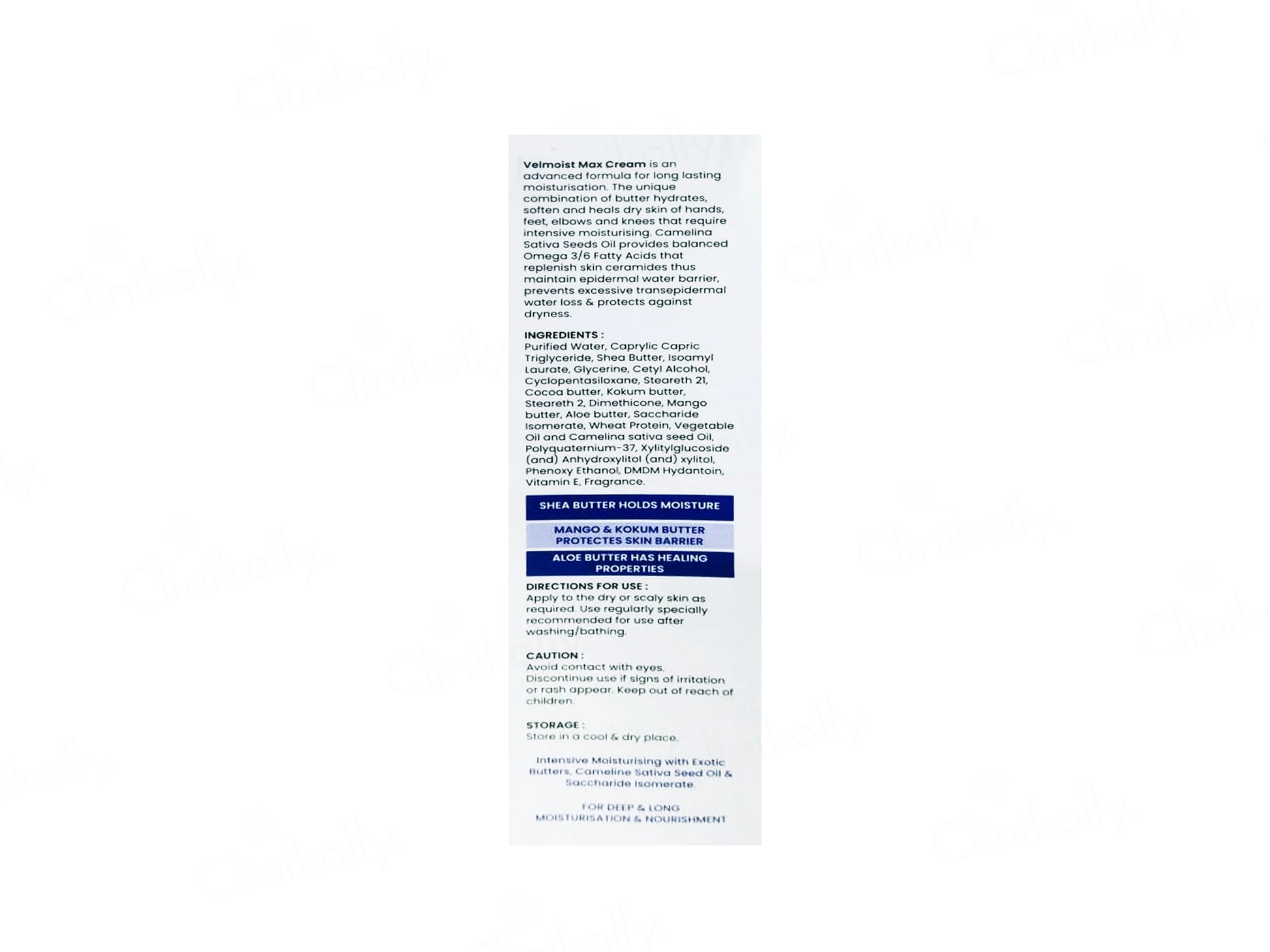 Velmoist Max Intensive Moisturising Cream For Dry and  Sensitive Skin