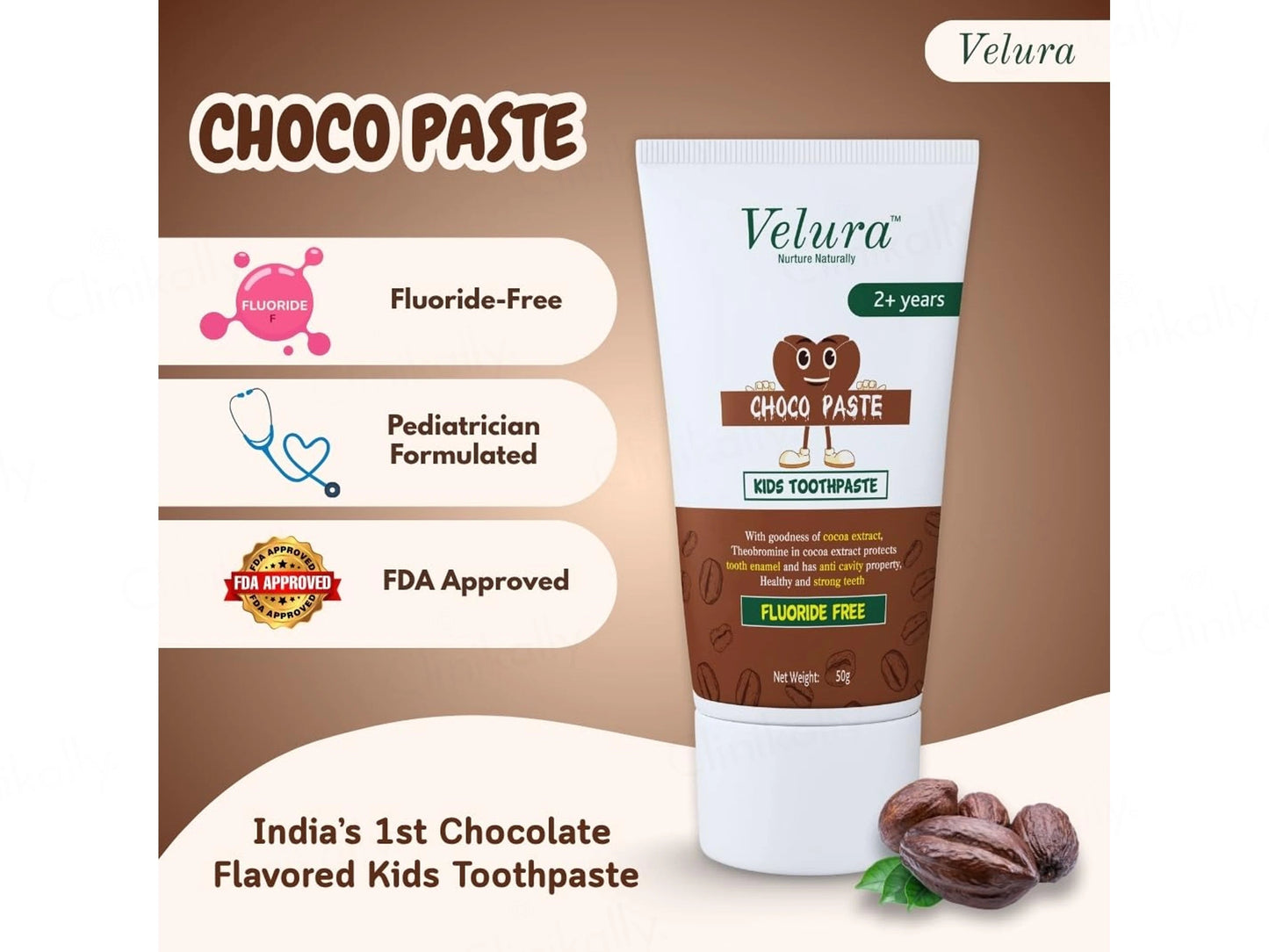 Velura Choco Paste Kids Toothpaste Kit