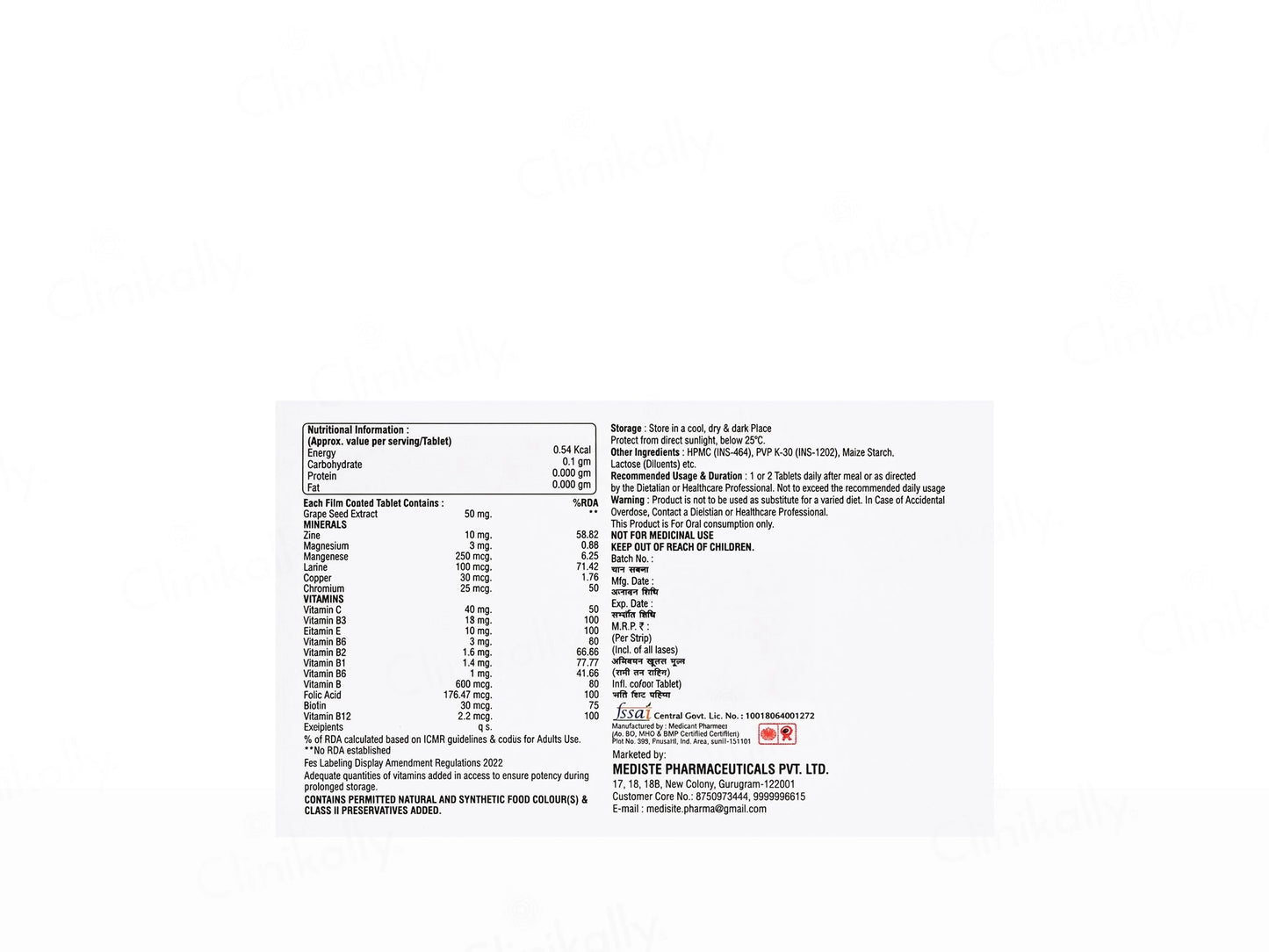 Vita 21 Nutraceutical Tablet