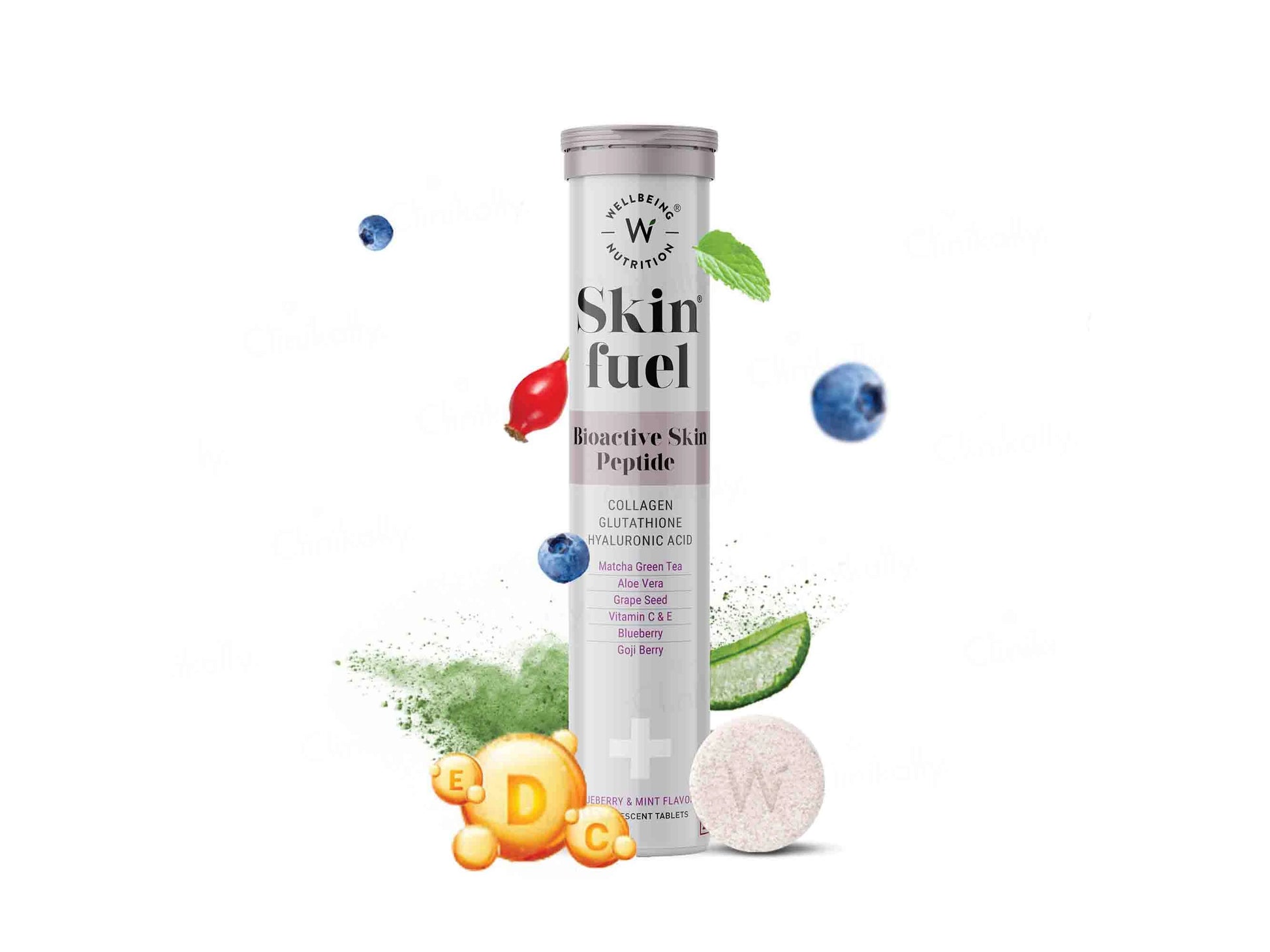 Wellbeing Nutrition Skin Fuel Tablet - Blueberry and  Mint Flavour