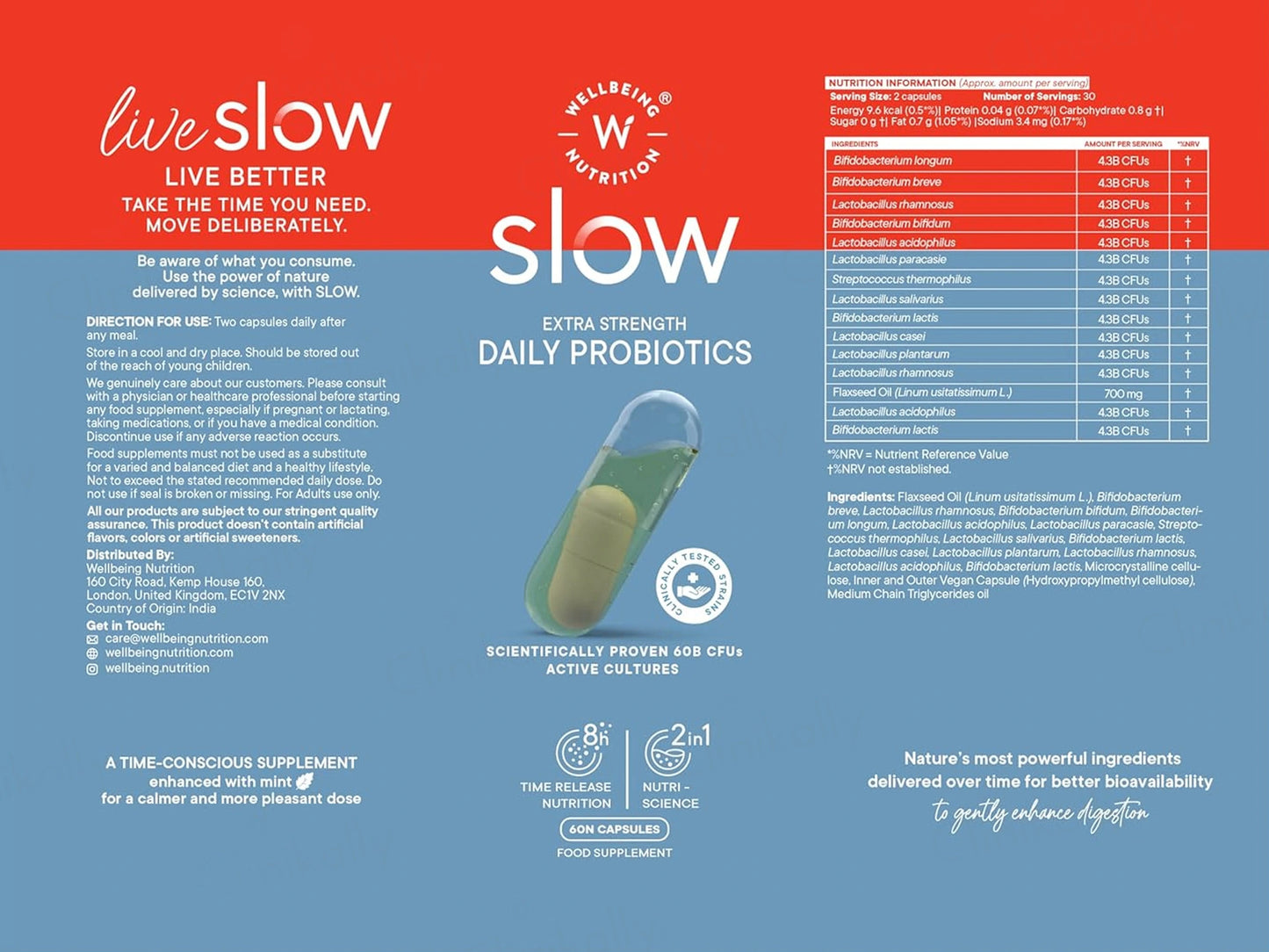 Wellbeing Nutrition Slow Extra Strength Daily Probiotics Capsule