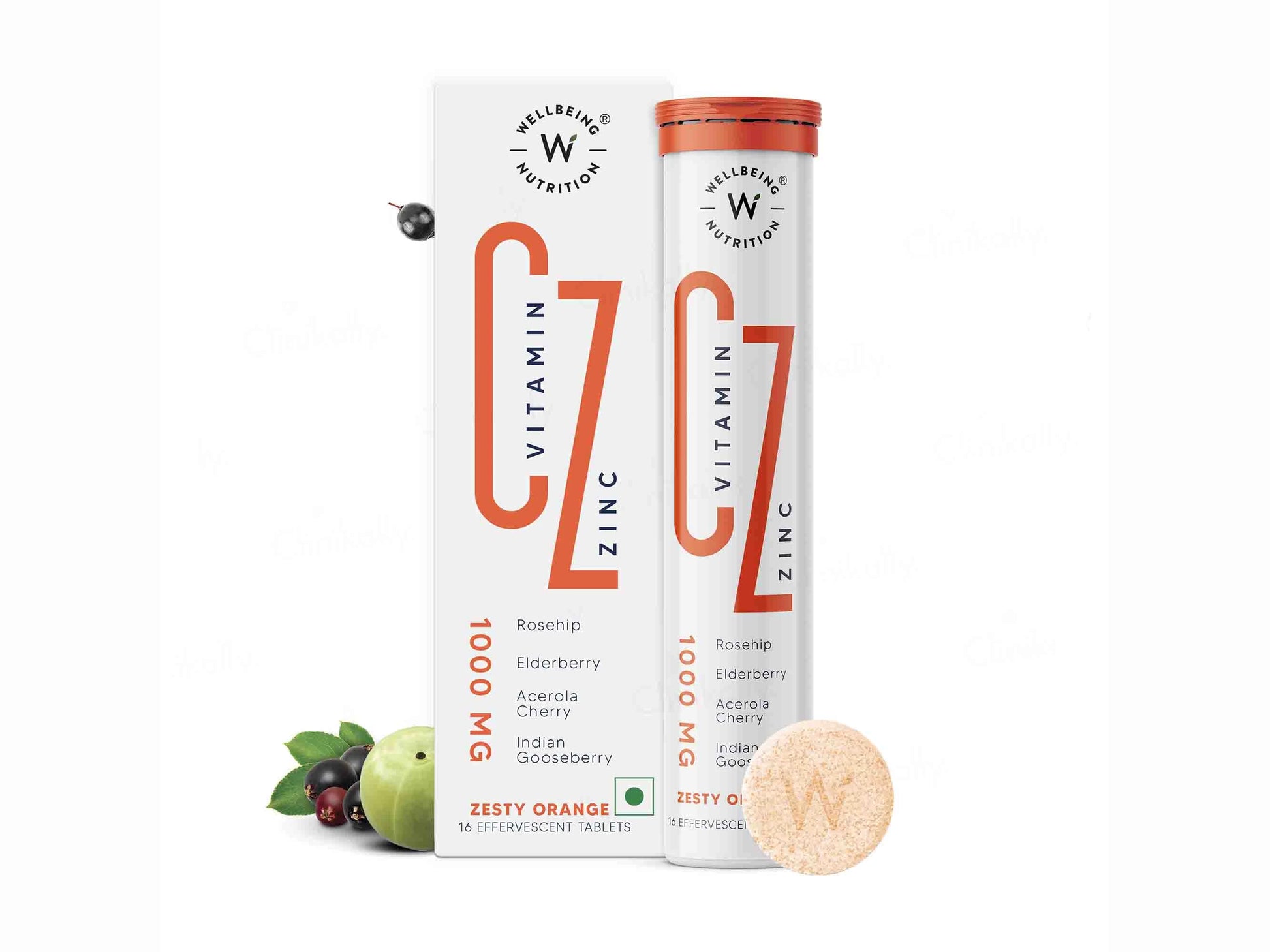 Wellbeing Nutrition Vitamin C  Zinc Tablet - Zesty Orange Flavour