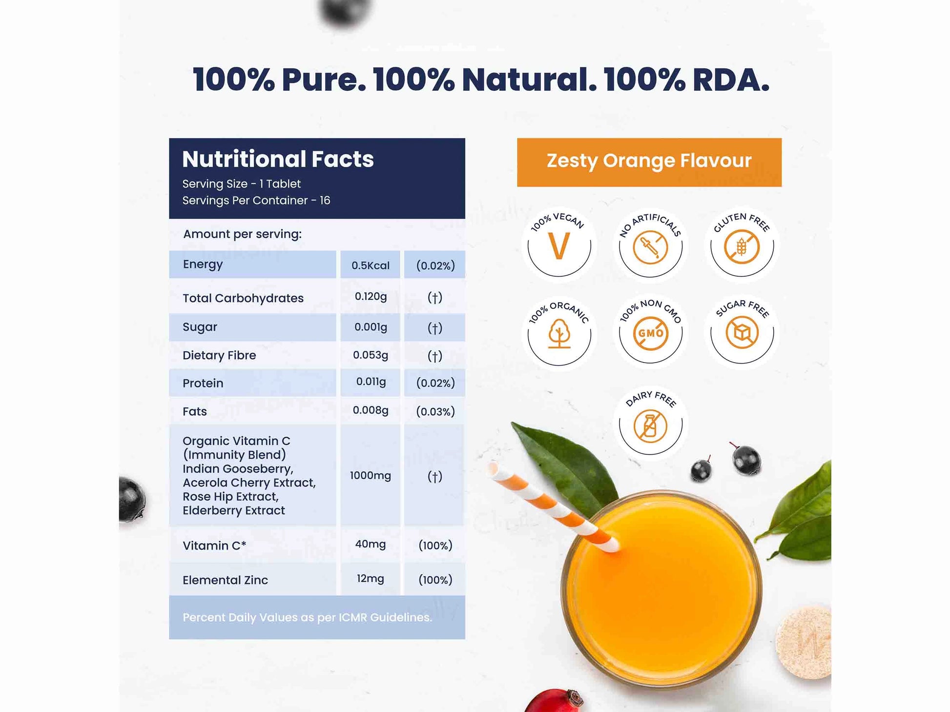 Wellbeing Nutrition Vitamin C  Zinc Tablet - Zesty Orange Flavour