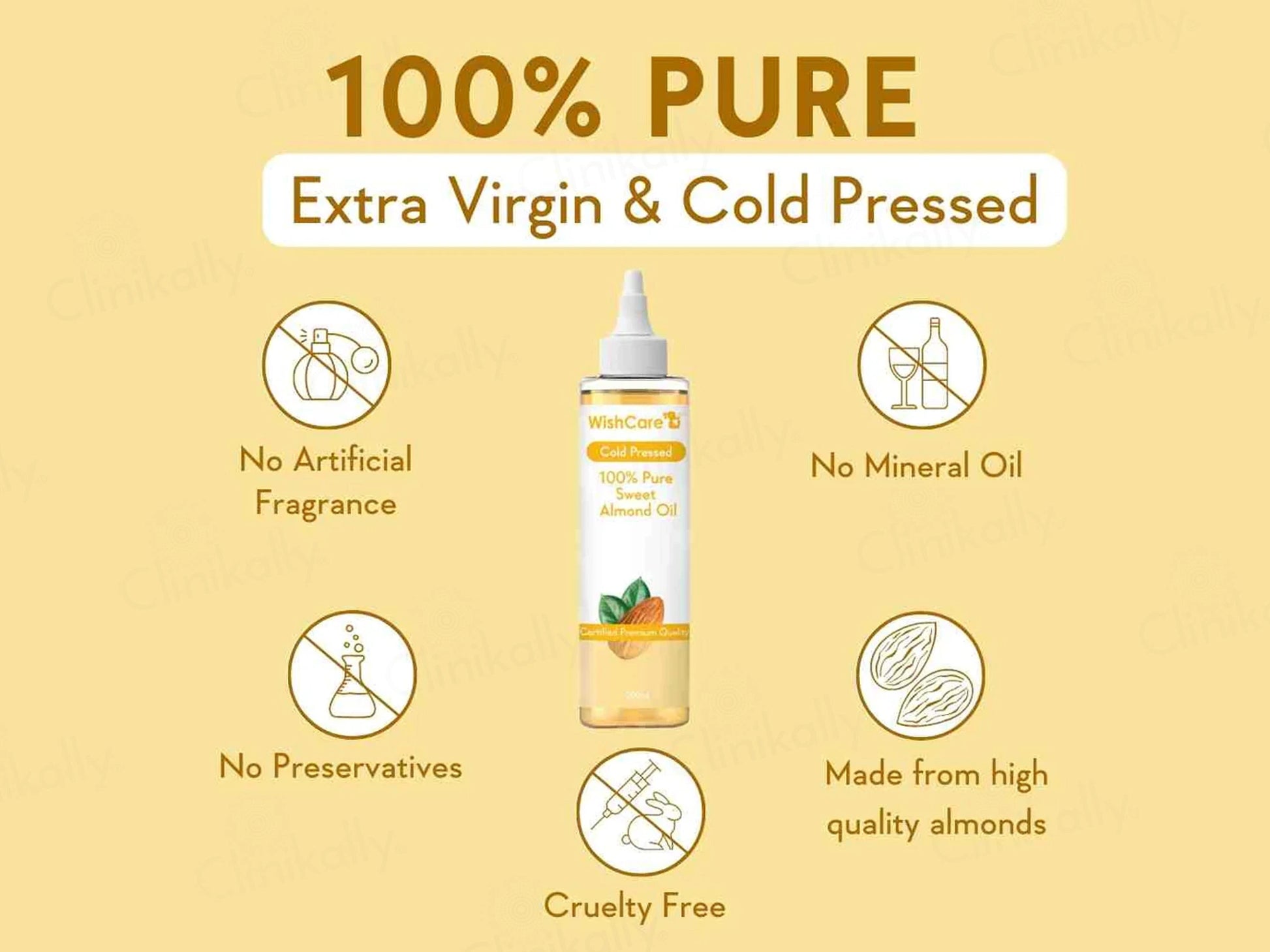 WishCare Cold Pressed 100 Percent Pure Sweet Almond Oil