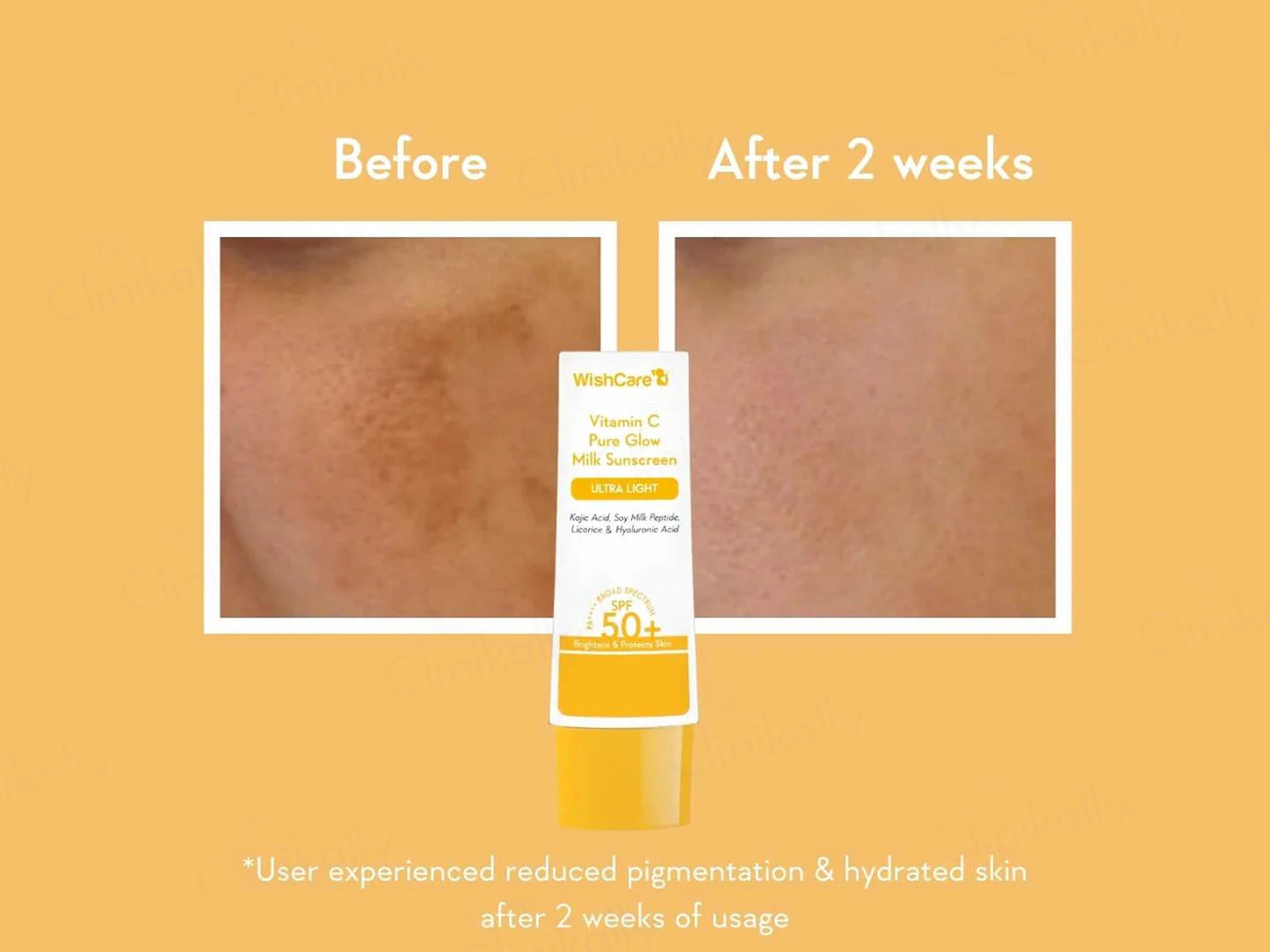 WishCare Vitamin C Pure Glow Milk Ultra Light Sunscreen SPF 50 PA