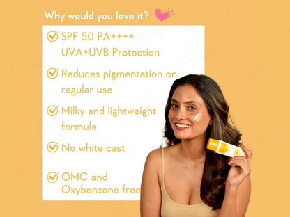 WishCare Vitamin C Pure Glow Milk Ultra Light Sunscreen SPF 50 PA