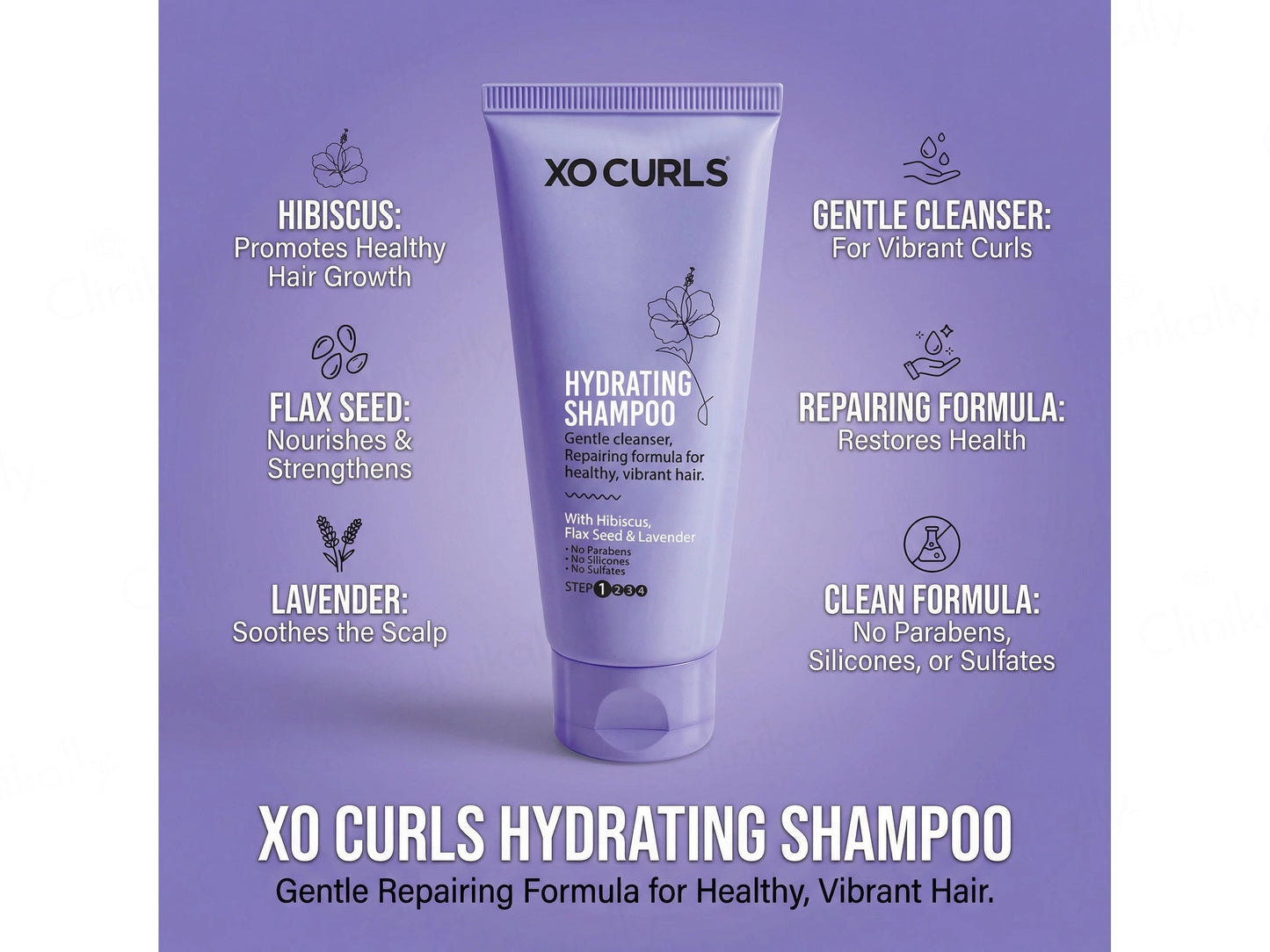 Xo Curls Hydrating Shampoo With Hibiscus, Flax Seed and  Lavender