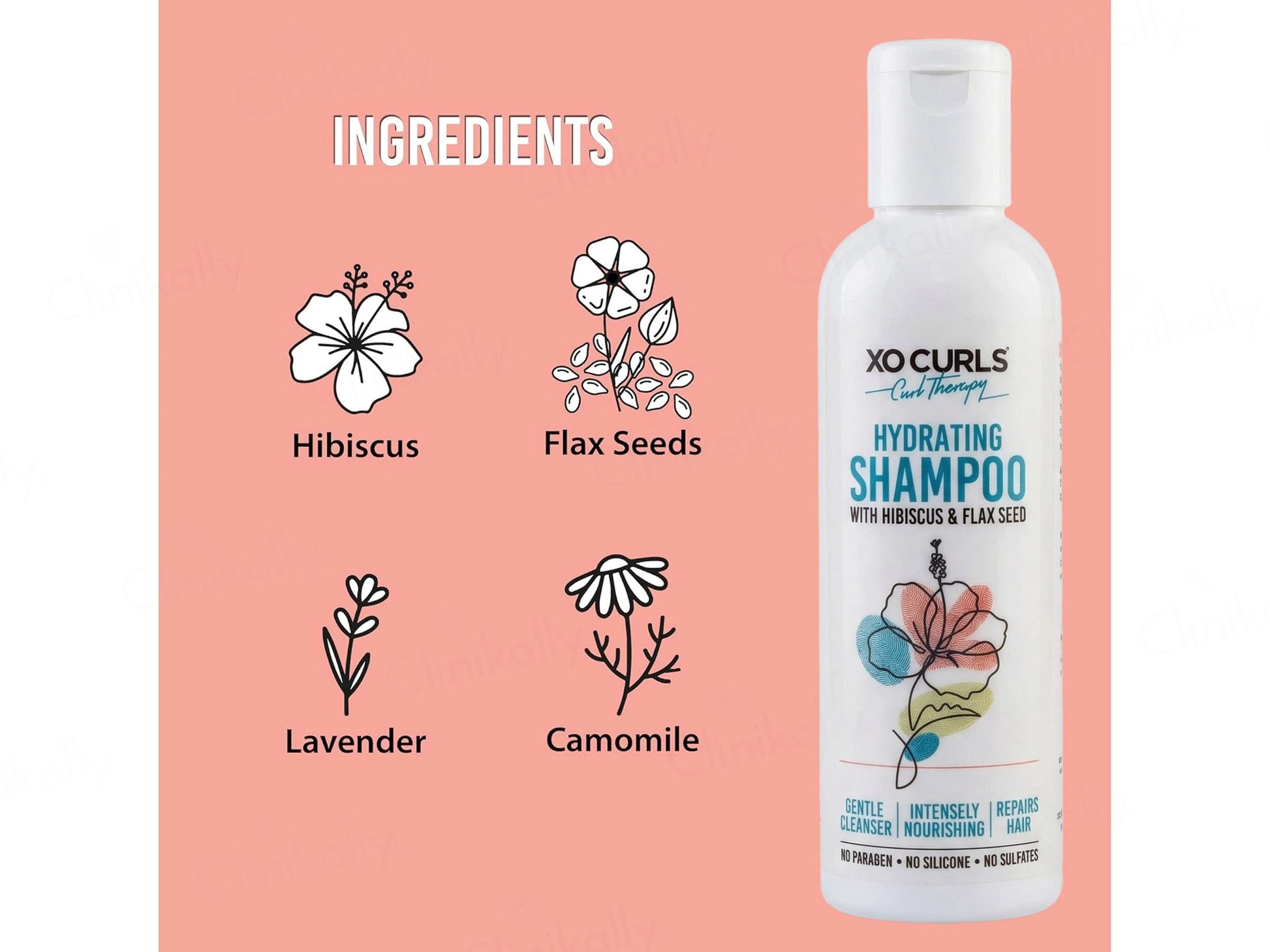 Xo Curls Hydrating Shampoo With Hibiscus, Flax Seed and  Lavender