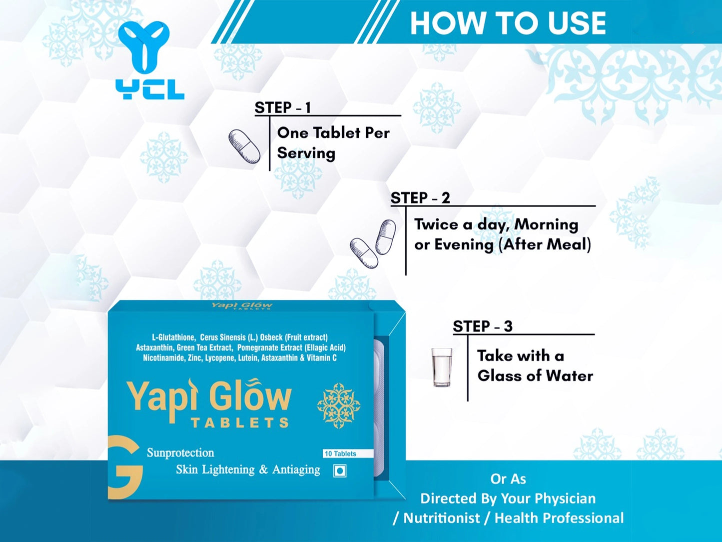 Yapi Glow Skin Lightening and  Antiaging Sunprotection Tablet