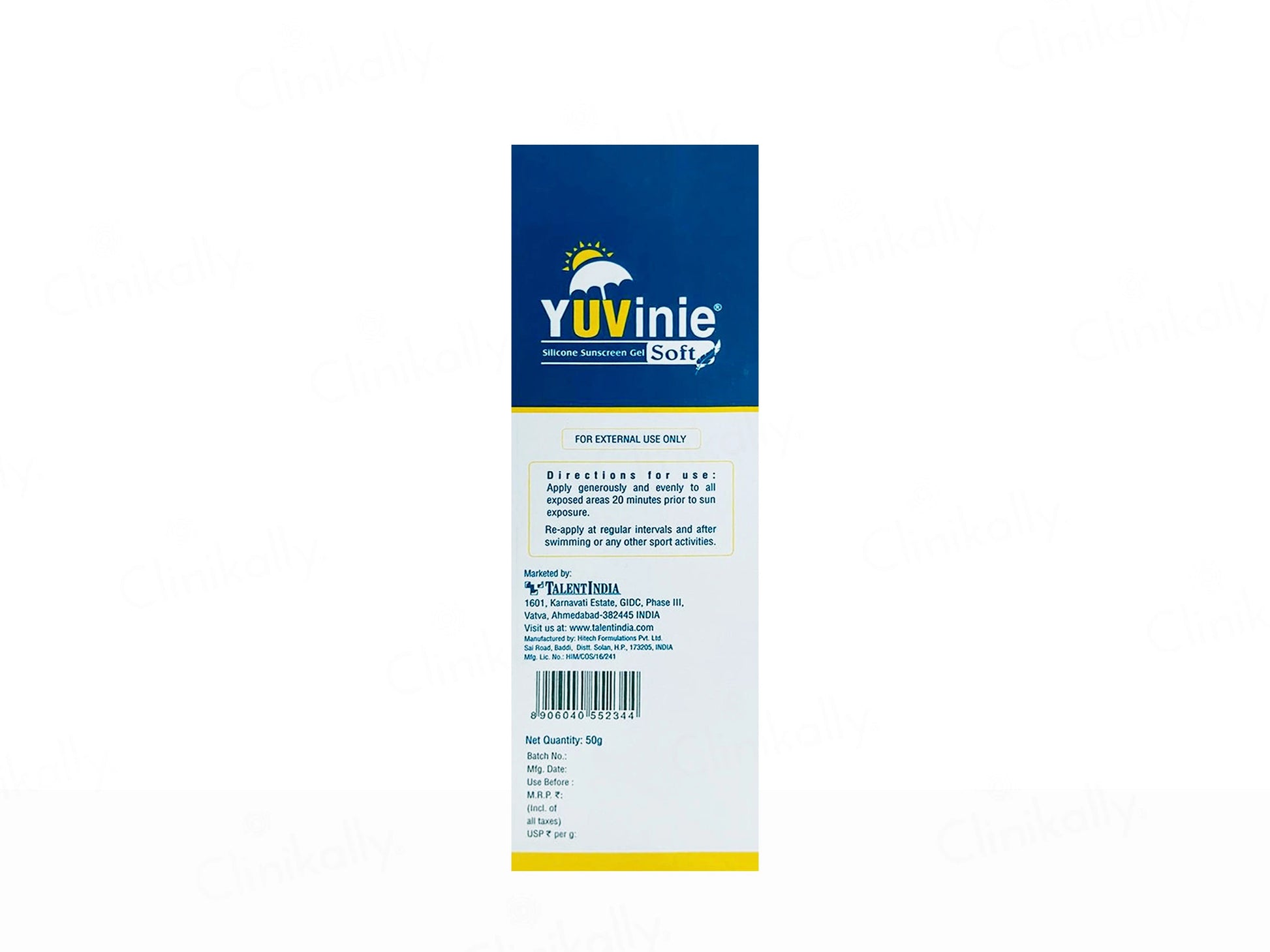 Yuvinie Soft Silicone Sunscreen Gel SPF 50