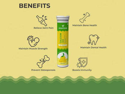 Zaocare Calcium  Vitamin D3 Effervescent Tablet - Mango Flavour
