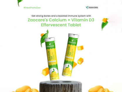 Zaocare Calcium  Vitamin D3 Effervescent Tablet - Mango Flavour