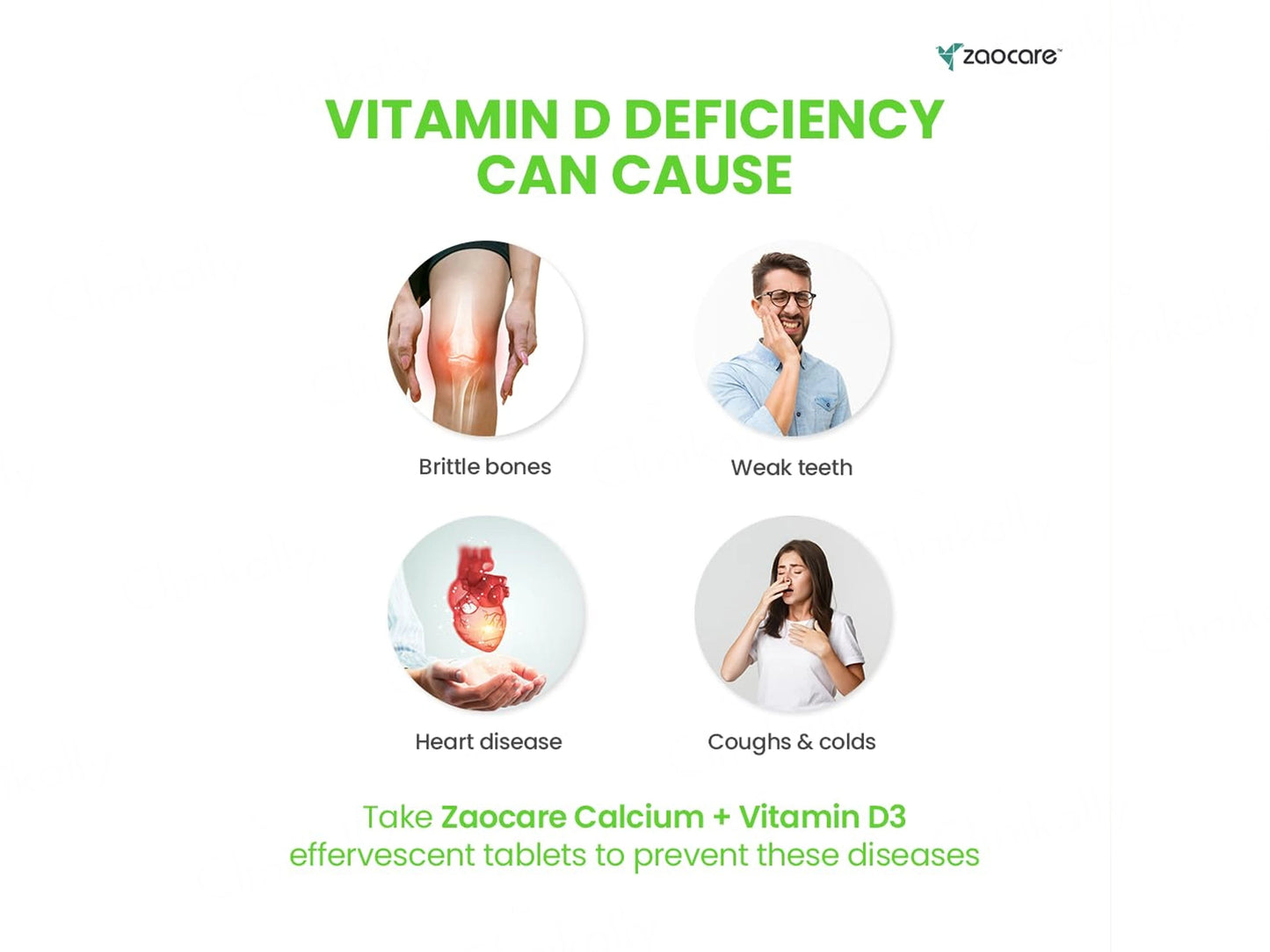 Zaocare Calcium  Vitamin D3 Effervescent Tablet - Mango Flavour