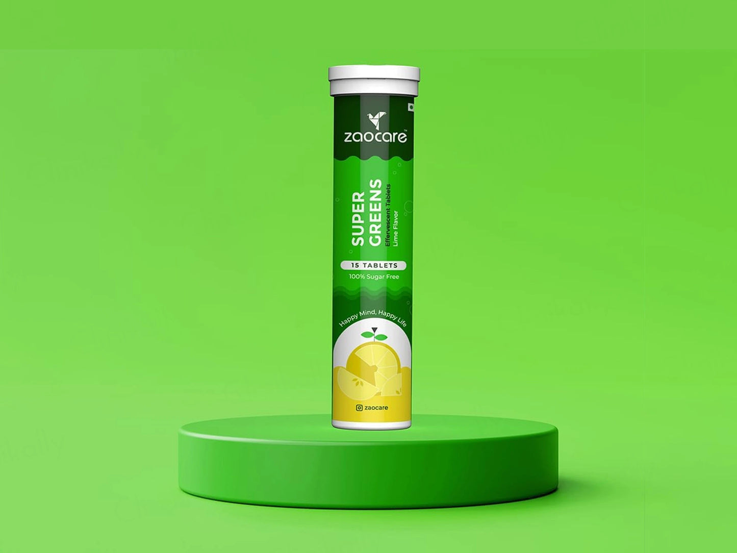 Zaocare Super Greens Effervescent Tablet - Lime Flavour
