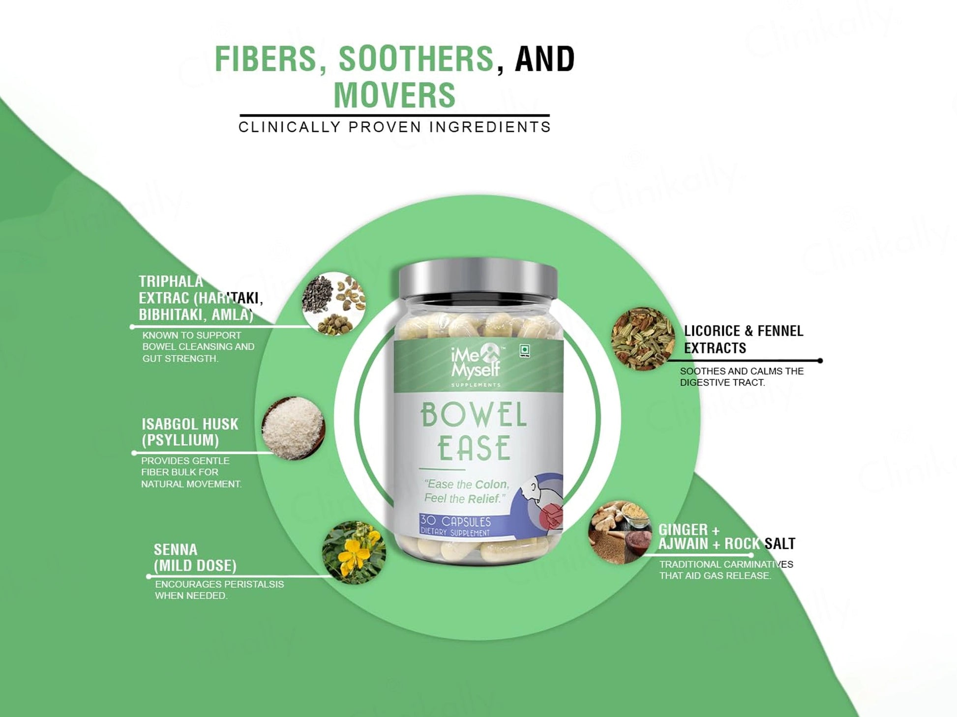 iMeMyself Bowel Ease Dietary Supplement Vegetarian Capsule