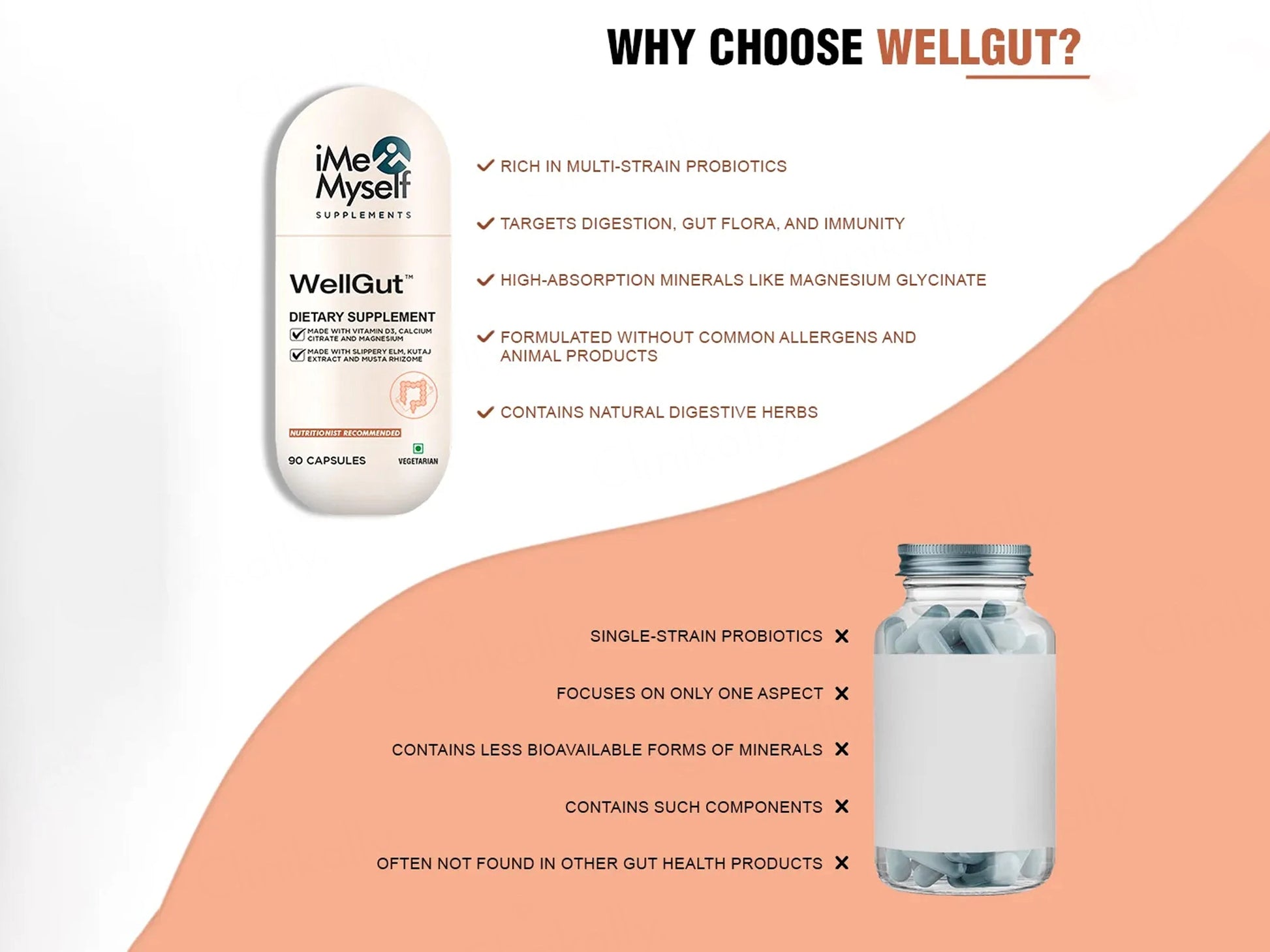 iMeMyself Well Gut Dietary Supplement Vegetarian Capsule