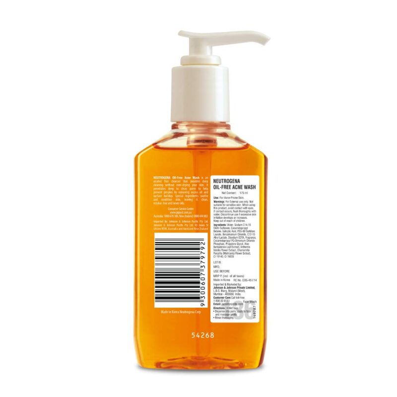 Neutrogena Oil Free Acne Wash 175ml - Image 2
