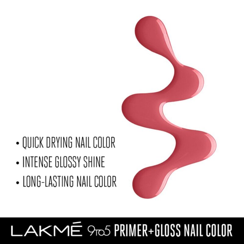 Lakme 9 To 5 Primer + Gloss Nail Colour - Nude Warmth 6ml - Image 2