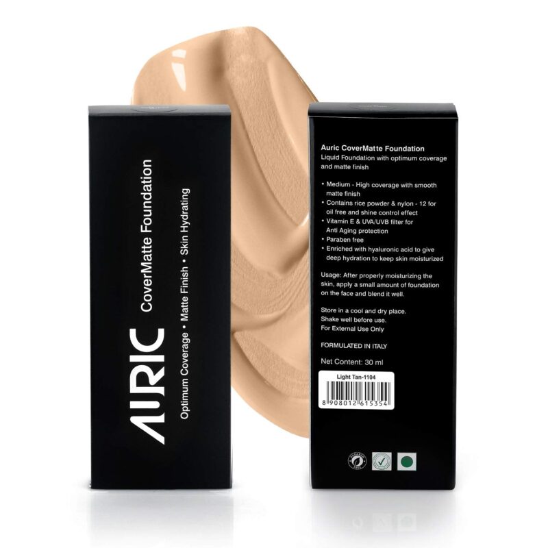 Auric CoverMatte Foundation Light Tan-1104 - Image 3