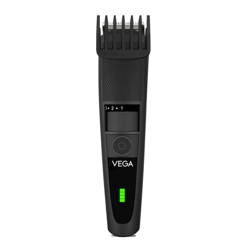 Vega Men T3 Beard Trimmer for Men with Quick Charge, 90 Mins Run-time, for Cord & Cordless Use and 20 Length Settings, (VHTH-19),Black