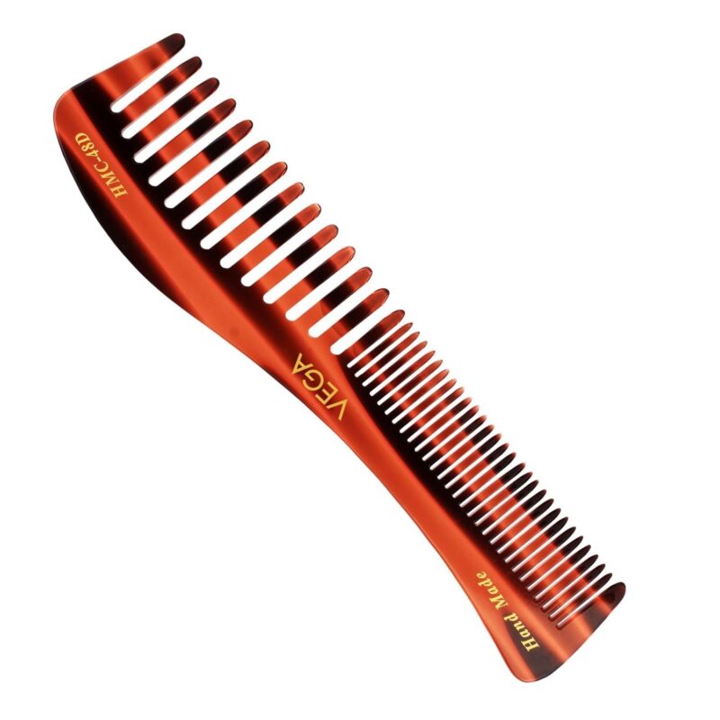 Vega Tortoise Shell Pattern Wide and Coarse Tooth Shampoo Hair Comb,Handmade, (India's No.1* Hair Comb Brand)for Men and Women, (HMC-48D)