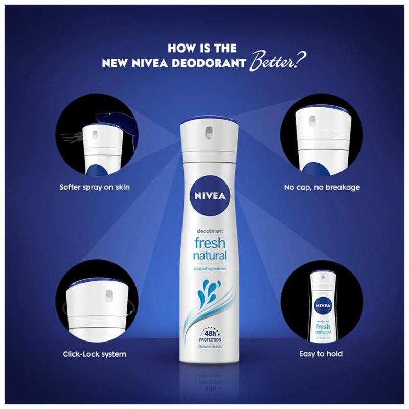 Nivea Fresh Natural Women Deodorant - Long Lasting Freshness & 48h Protection, 150 ml - Image 3