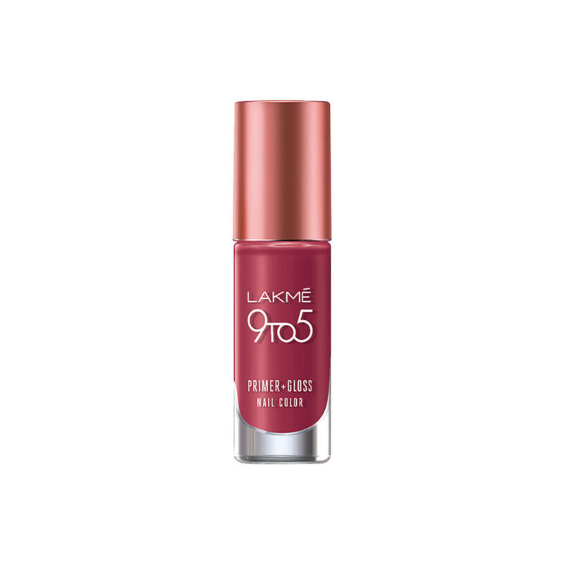 Lakme 9 To 5 Primer + Gloss Nail Color - Berry Business - 6ml - Image 2
