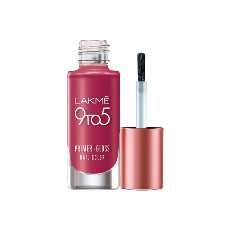 Lakme 9 To 5 Primer + Gloss Nail Color - Berry Business - 6ml - Image 3