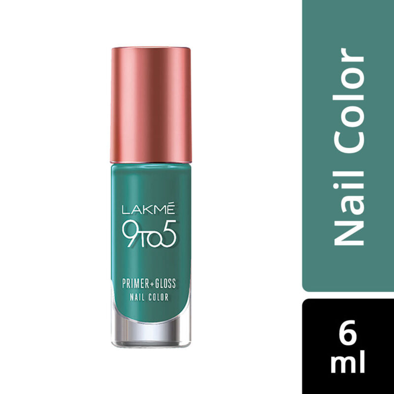 LakmÃ© 9 to 5 Primer + Gloss Nail Colour, Teal Deal, 6 ml - Image 2