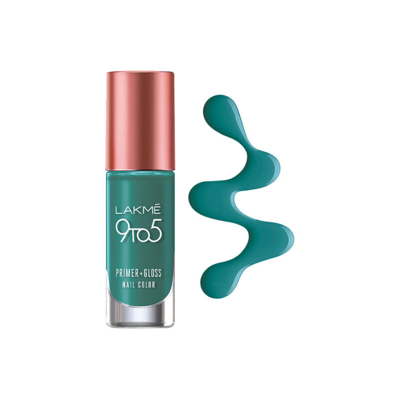 LakmÃ© 9 to 5 Primer + Gloss Nail Colour, Teal Deal, 6 ml - Image 3