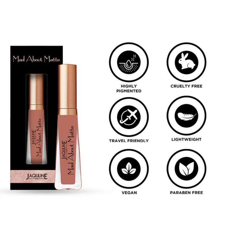 Jaquline USA Mad About Matte Liquid Lipstick Nude Streak 6.5ml - Image 7