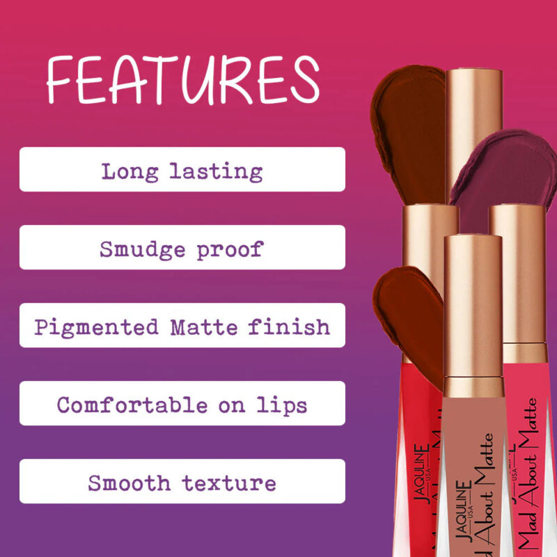 Jaquline USA Mad About Matte Liquid Lipstick Hot Chocolate 6.5ml - Image 5