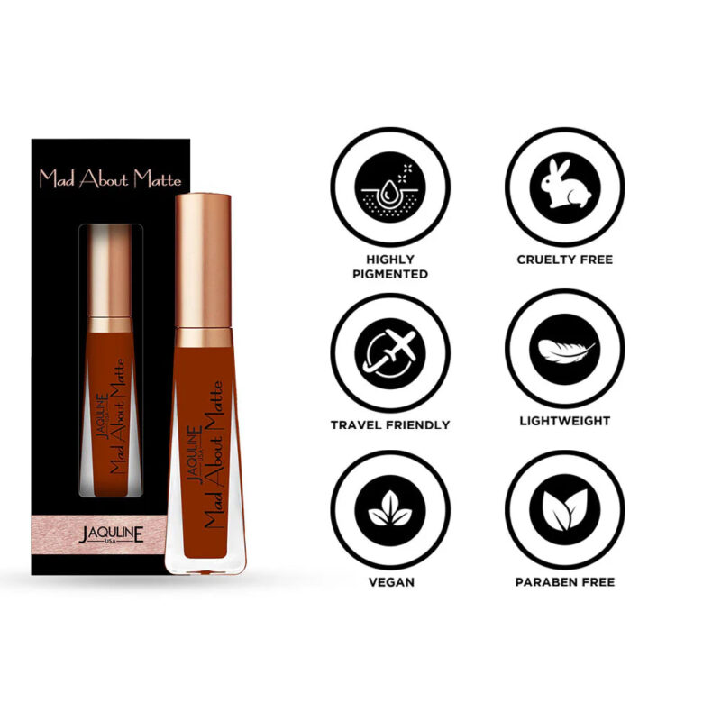 Jaquline USA Mad About Matte Liquid Lipstick Hot Chocolate 6.5ml - Image 7
