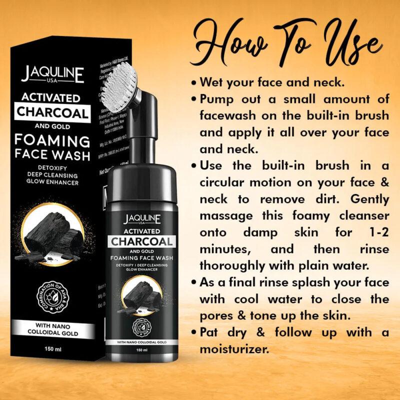 Jaquline USA Charcoal and Gold Foaming facewash 150ml - Image 4